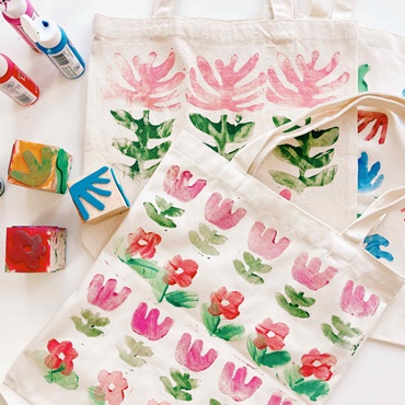 Block Print Floral Tote